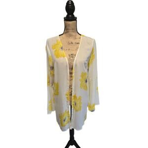 Altar'd State yellow floral sheer cardigan, size medium